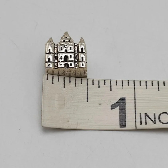 Sterling Silver Castle Charm Bead .925 European Style For Bracelets Necklaces - Picture 5 of 5